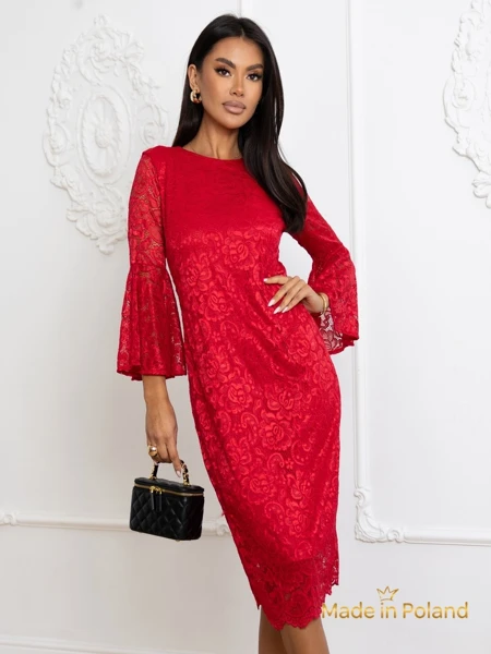 Women's Lace Midi Dress with Wide Sleeves Holly Wow