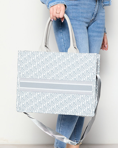 Light gray women's shopper bag with print - Accessories