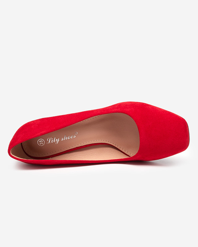 Red women's pumps with a square toe Zerila - Footwear