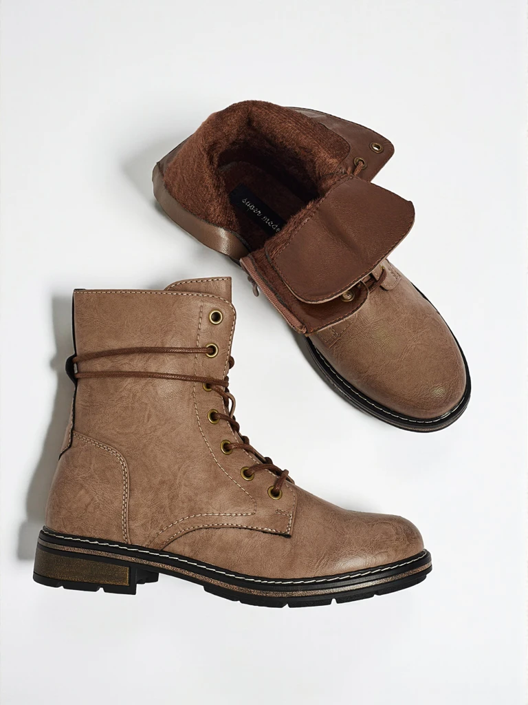 Eko skórzane sznurowane botki damskie Ravonna