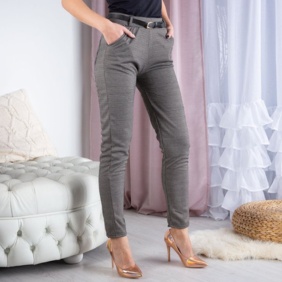 Spodnie w brązową pepitkę PLUS SIZE - Spodnie