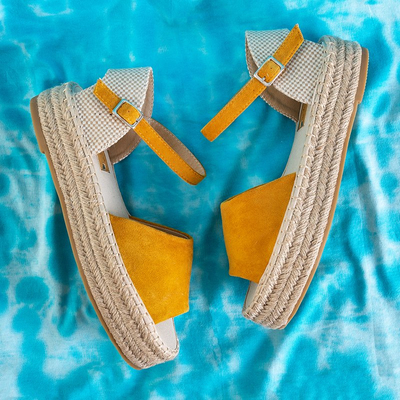 Yellow women's platform sandals Almira - Footwear