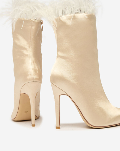 Royalfashion Beige women's feather boots Wenelika