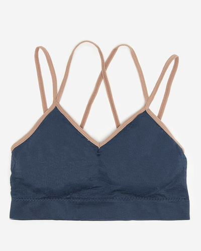 Tumši zils sieviešu sporta krūšturis ar plānām lencēm - apakšveļa