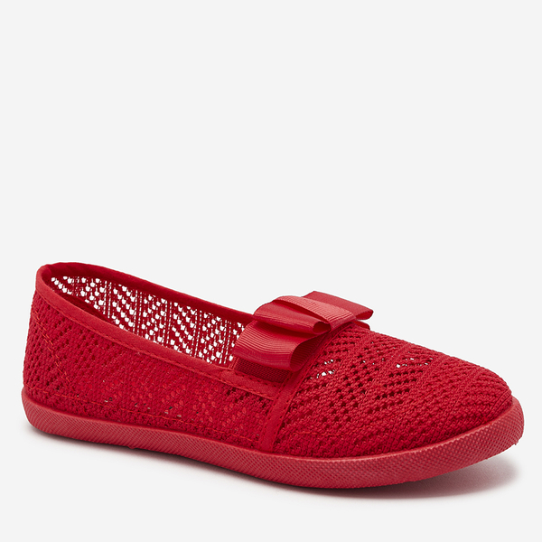 Girls' bow sneakers in red color Lolisa - Footwear