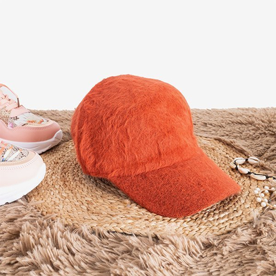 Orange fur hat with visor - Caps