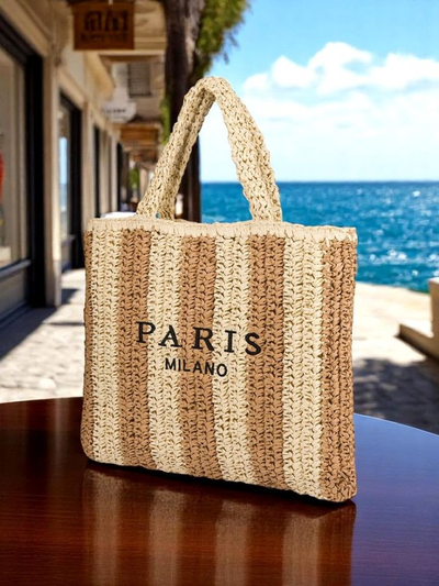 Royal Fashion Large Straw Women's Handbag, Straw Stripe