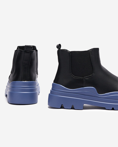 Women's black slip-on boots on a purple Beja sole - Footwear