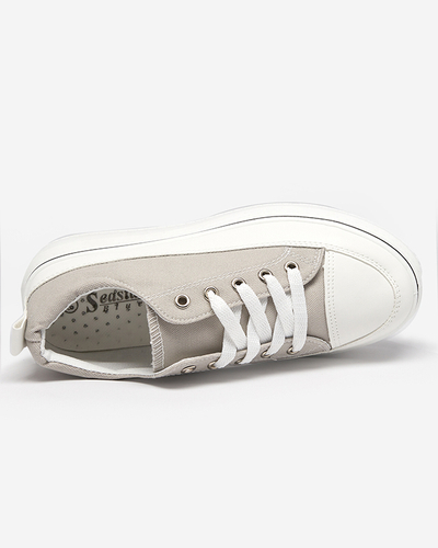 OUTLET Light gray women's sneakers on the Veritar platform - Footwear