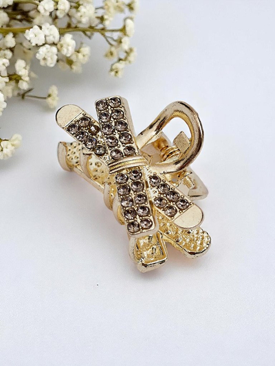 Royalfashion Hair Clip with Rhinestones Golden Clip
