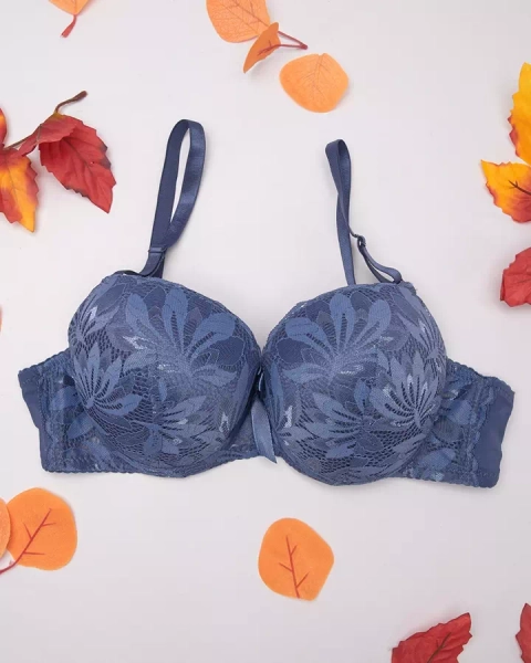Royalfashion Women's lace decorated bra in blue