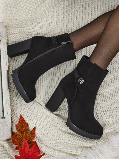 Damen Stiefeletten Öko-Wildleder mit Blockabsatz Zavrina