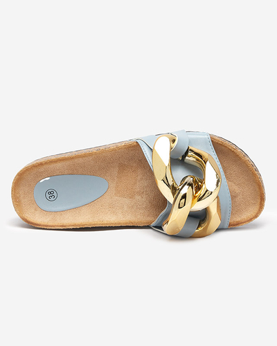 Sieviešu zilas čības ar Sofig- Footwear dekorāciju