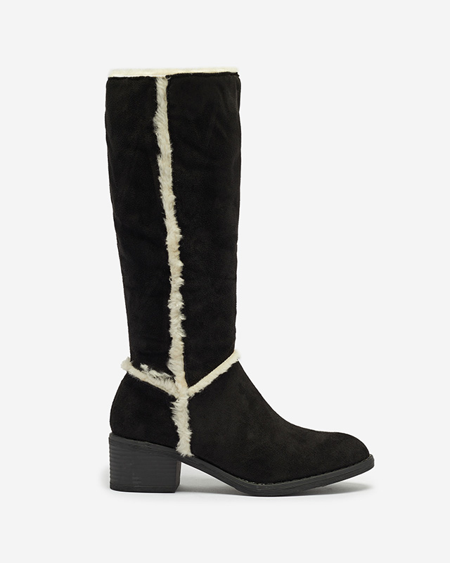 Black women's boots with fur Zerriva- Footwear