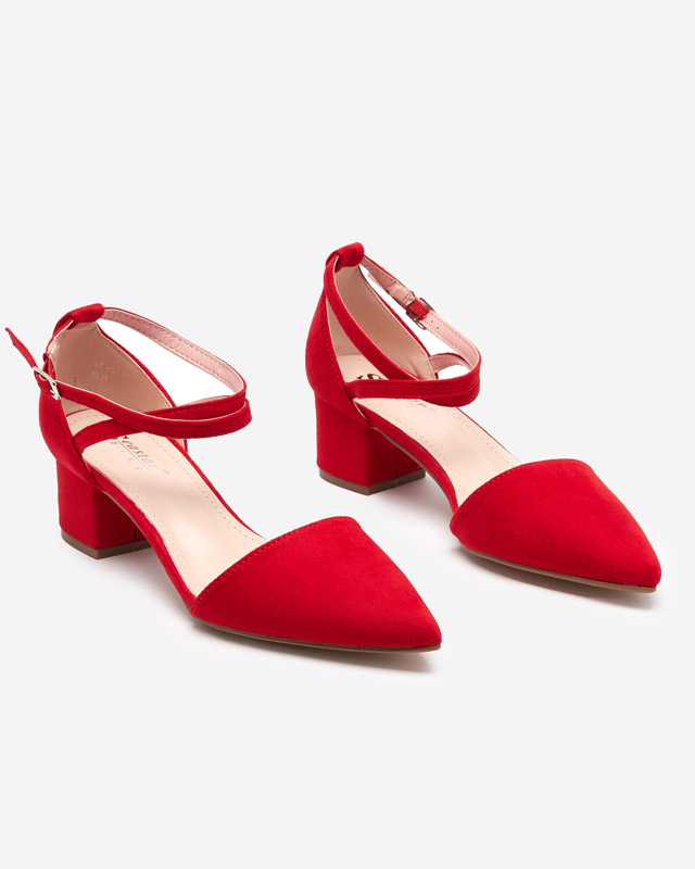 Women's red sandals on a post Crisco - Footwear