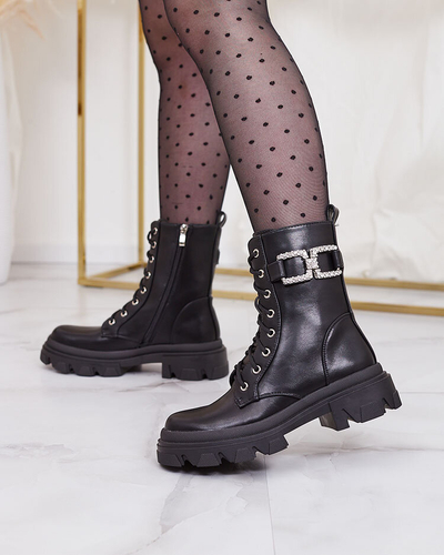 Royalfashion Women's lace-up boots in black Cefitity