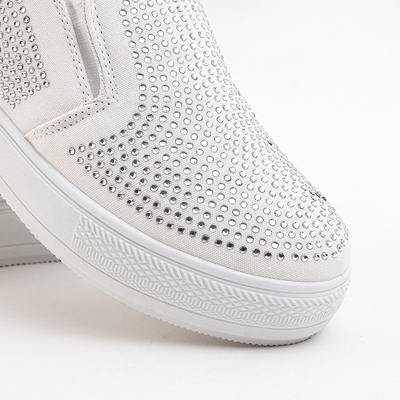 Белые туфли на потайной танкетке с фианитом Fisi- Обувь