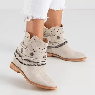 OUTLET Light gray ankle boots a'la cowboy boots on an indoor wedge Salemi - shoes