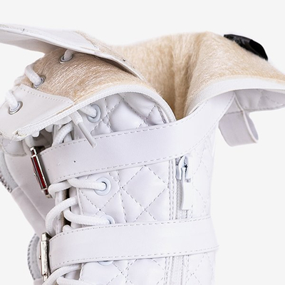 White low boots with quilted upper Tepani - Footwear