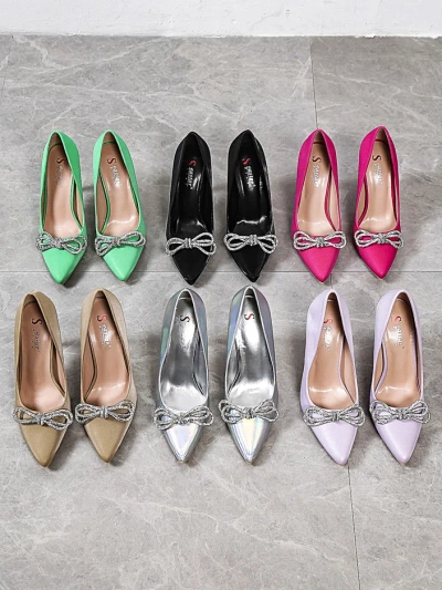 Royalfashion sieviešu pumpi ar satīna līdzīgu audumu un loku Hefion