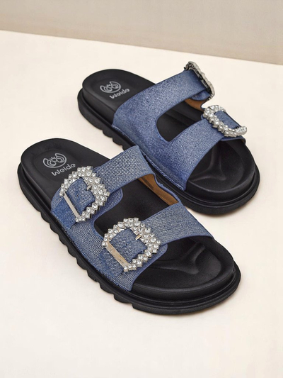 Royalfashion women’s slides with buckles Mrs Aurora