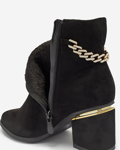 Черные женские сапоги на шпильке с цепочкой Bellami- Footwear