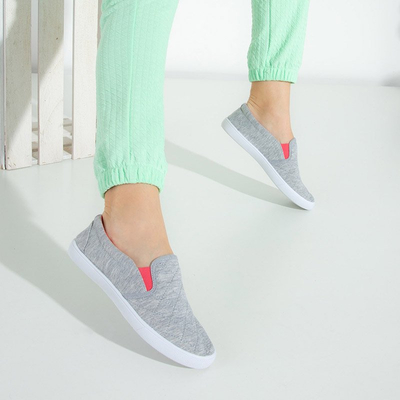 Gray women's quilted slip on with fuchsia inserts Weridia - Footwear