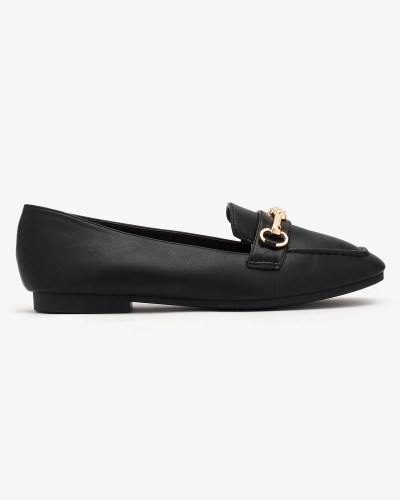 Royalfashion Black women's moccasins with gold embellishment Olerika
