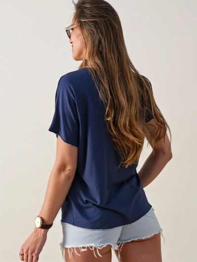 Royalfashion Women's viscose blouse with short sleeves and glitter finish