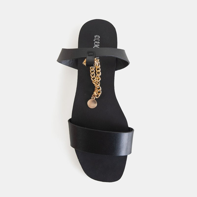 Black women's sandals with a chain Izdylea - Footwear