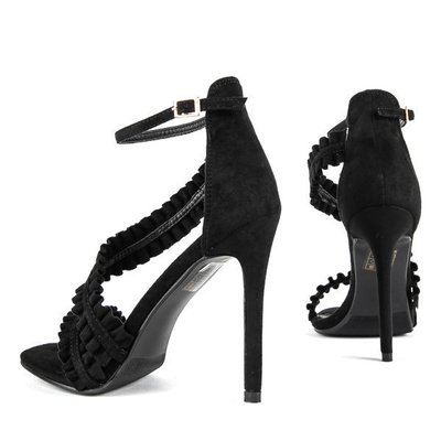 Black high heel sandals with ruffles Finn - Footwear