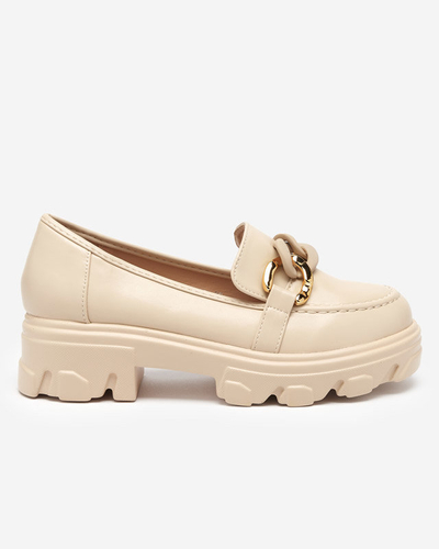 Beige women's shoes with a thick sole with Simero decoration - Footwear