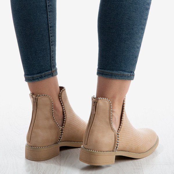 Beige boots with cut-out Schannon - Footwear 1