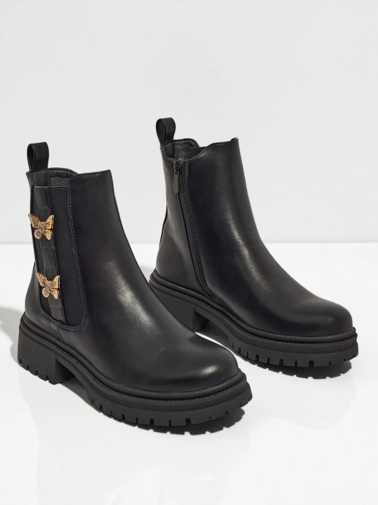 Eco-leather women's ankle boots with butterflies Bravelle