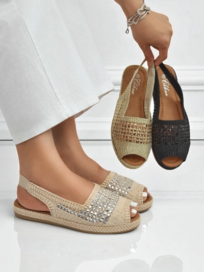 Sieviešu espadrilju sandales ar rhinestone rotājumiem Belle Sparkle