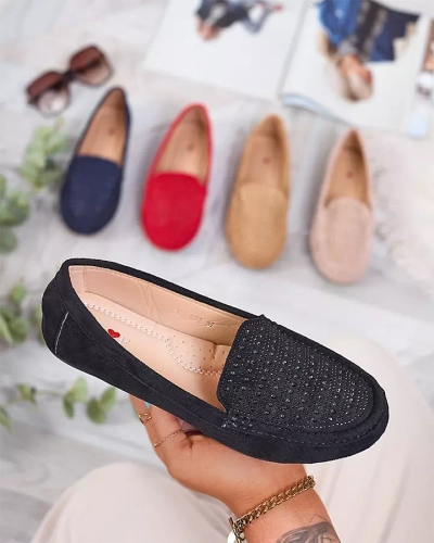 Black women's moccasins with zircons Bretika - Footwear