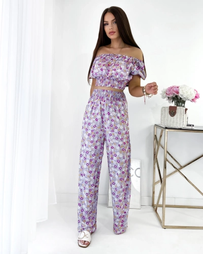 Royalfashion Purple two-piece women's floral set
