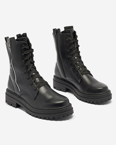 Black women's bagger boots with flat heel Fetisa - Footwear