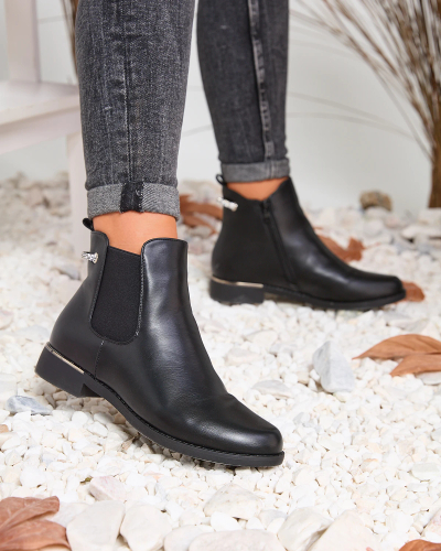 Royalfashion Melni sieviešu zābaki a'la sztyblety eko āda Hyrolo