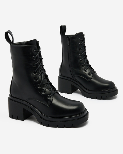 Royalfashion Black women's lace-up boots Cazzenos