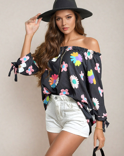 Royalfashion Women's Blouse a'la Spanish Blouse with Flowers