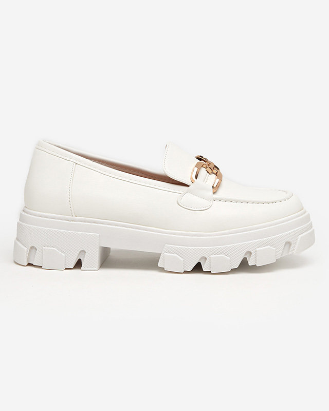 OUTLET Women's white shoes with a golden decoration Meritso - Footwear