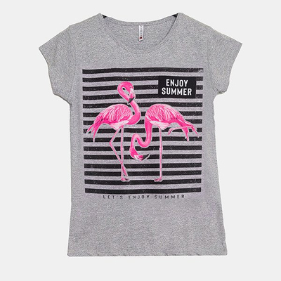 Gray T-shirt with short sleeves - Clothing 1