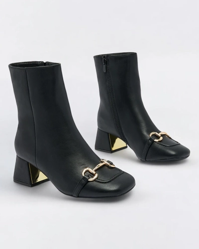 Royalfashion Black women's low stiletto boots Referra