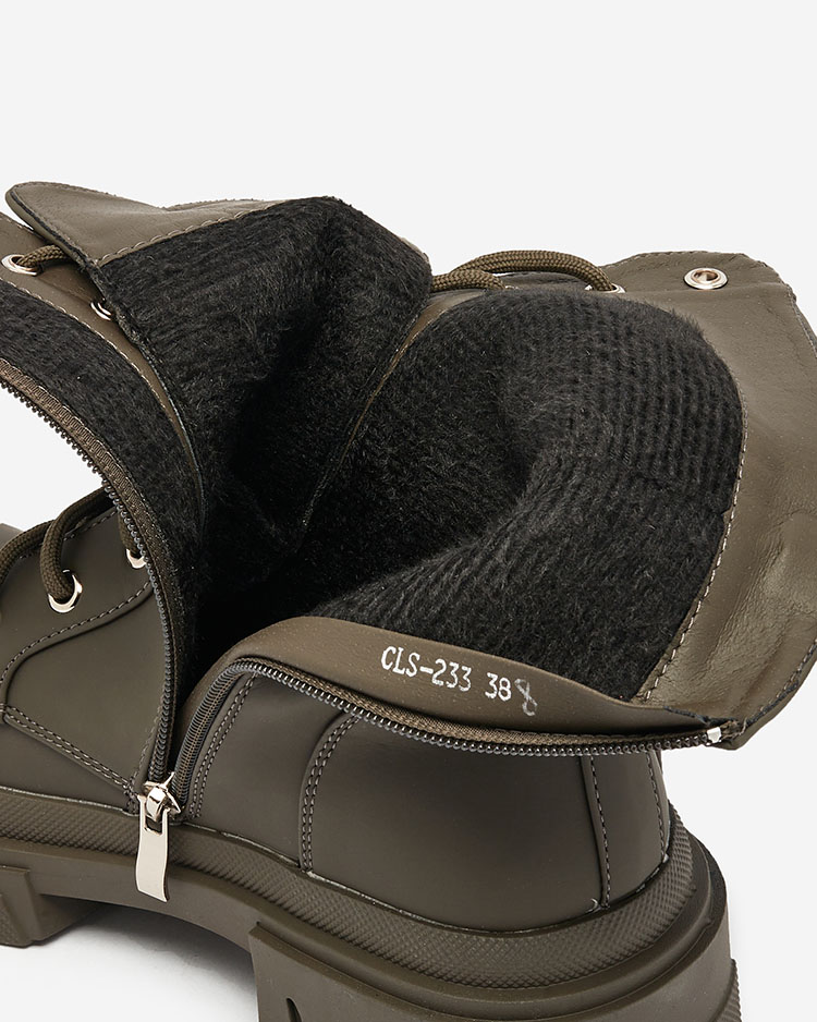 Royalfashion Women's lace-up boots in khaki color Cefitity