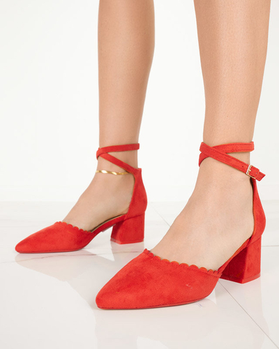 OUTLET Red eco-suede women's sandals on the Ametis post - Footwear
