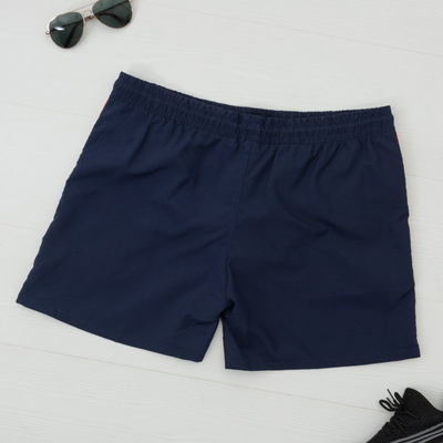 Navy blue men's sports shorts with stripes - Clothing