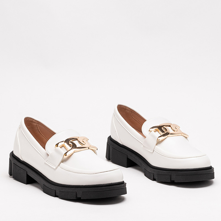 White women's half shoes with chain Semla - Footwear