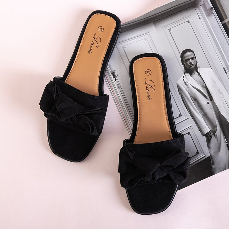 Black women's flip-flops with bow Bonjour - Footwear