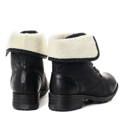 Czarne workery z kożuszkiem - Obuwie